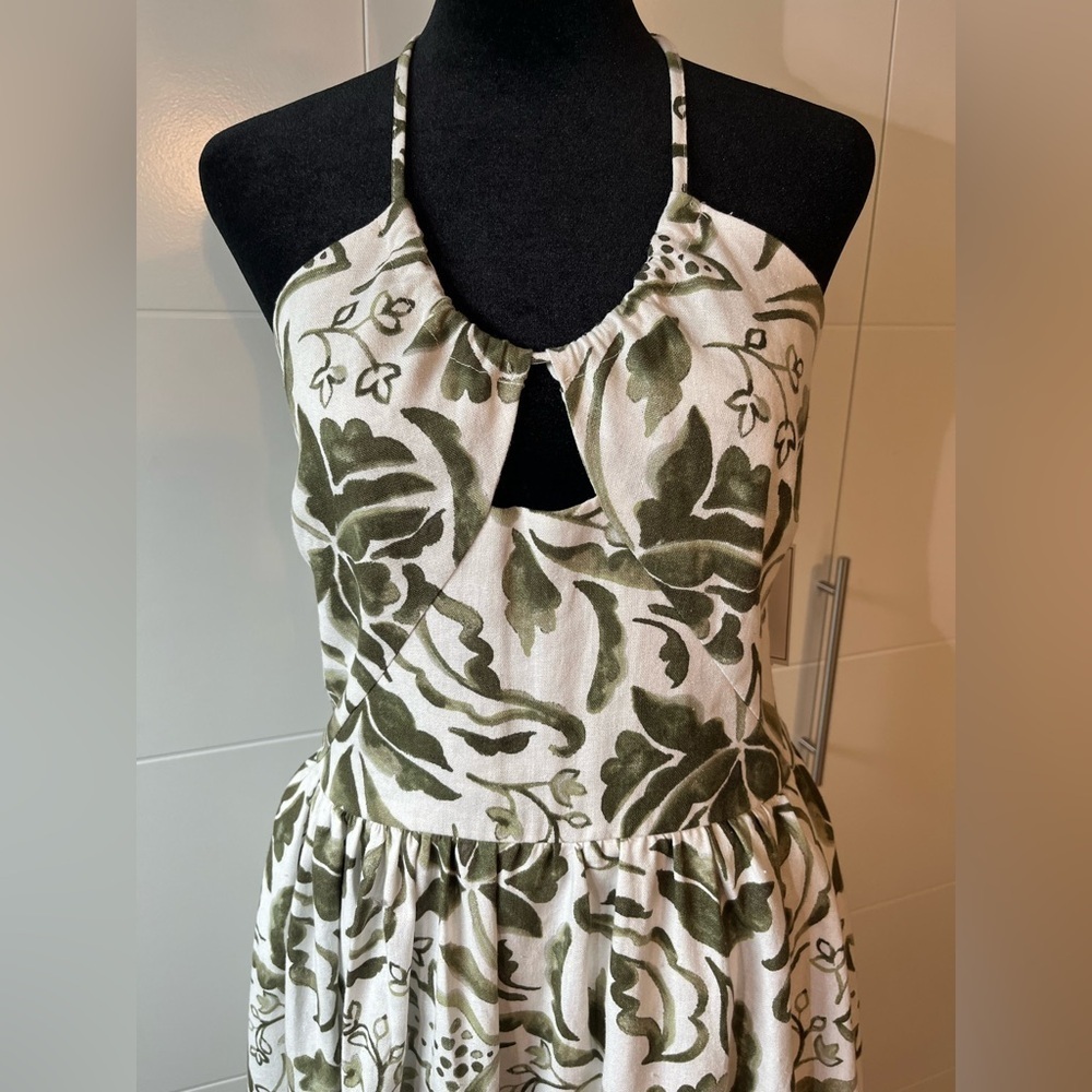 NWT 1. State Keyhole Halter Maxi Dress in Floral Sea Spray Green - Picture 10 of 16